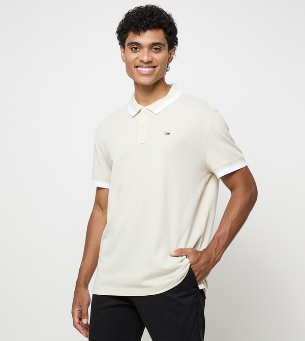 Contrast Trim Short Sleeves Polo T-Shirt