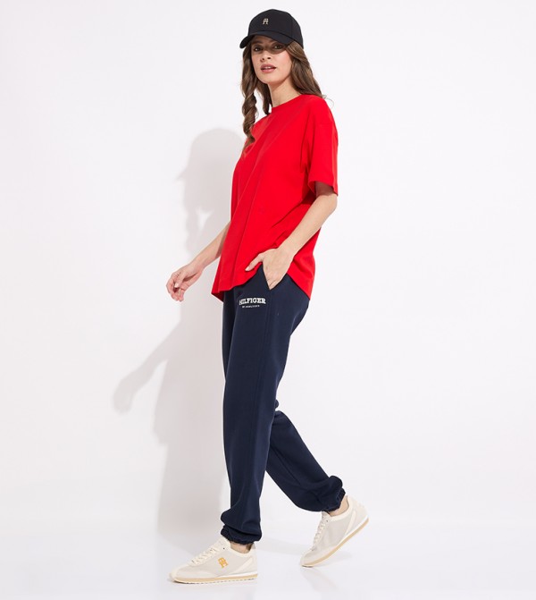 Monotype Detail Drawstring Waist Joggers 