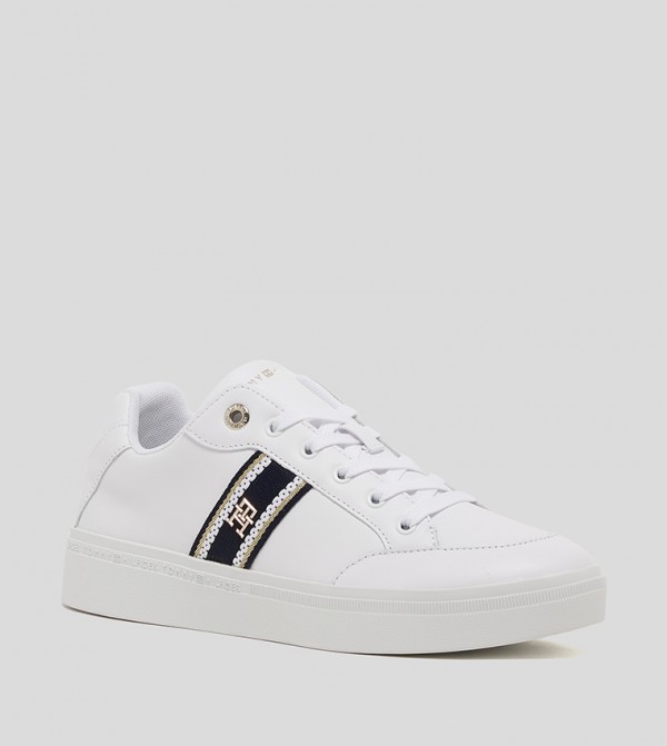 Webbing Court Lace-Up Sneakers