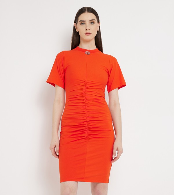 Solid Ruched Mini Dress