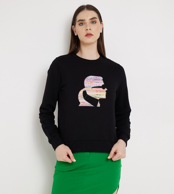 Appliqued Crew Neck Sweatshirt