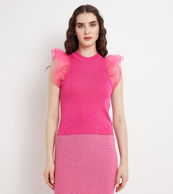 Textured Ruffle Sleeves Top