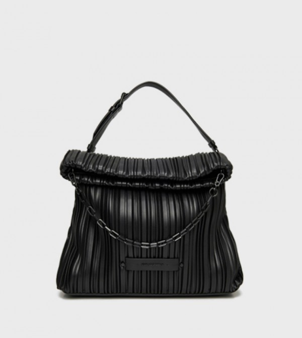 Pleated Faux Leather Handheld Bag