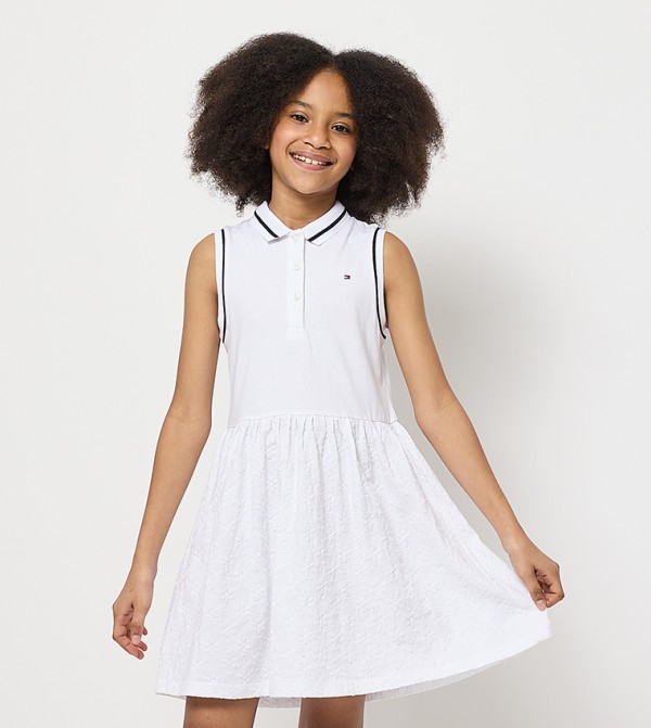 Flag Detail Sleeveless Polo Dress