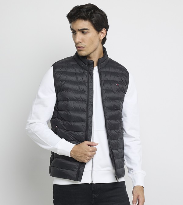 Zippered High Neck Packable Gilet