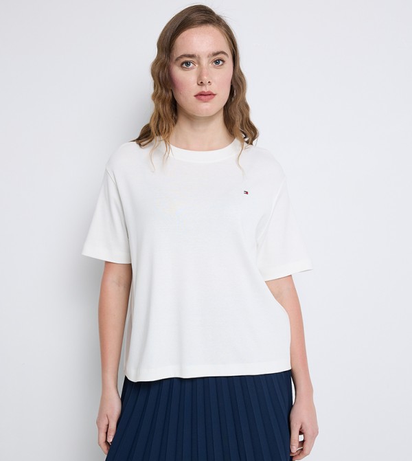 Flag Detail Crew Neck T-Shirt