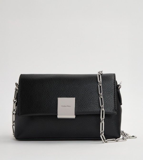 Logo Plaque Flap Crossbody Bag
