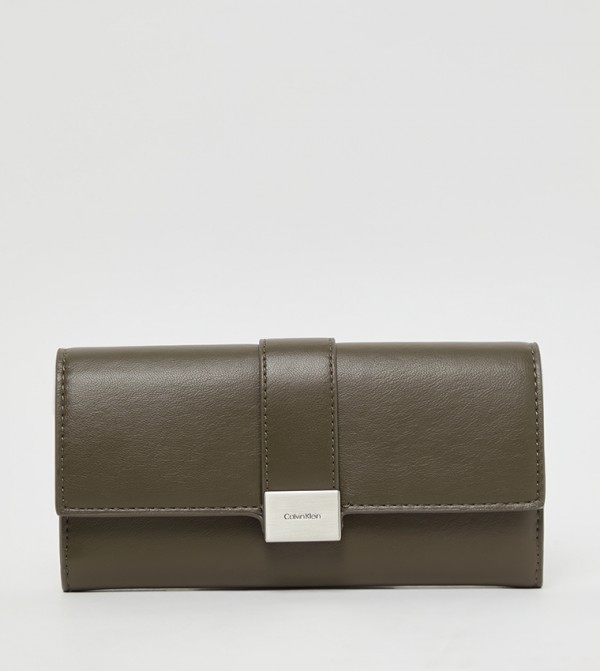 Textured Flap Long Wallet