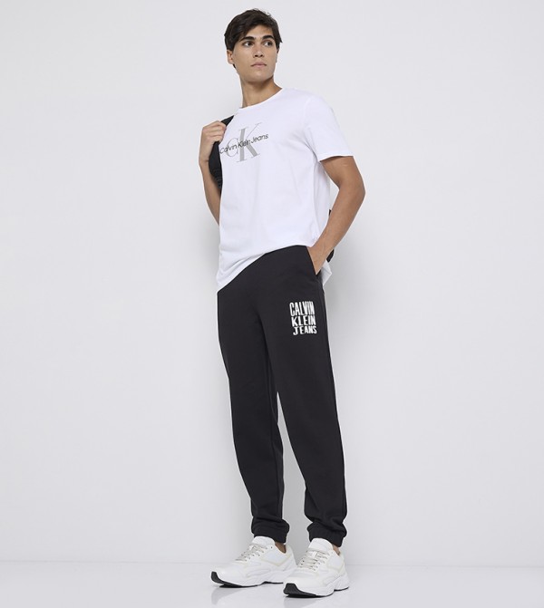 Monogram Printed Drawstring Waist Joggers