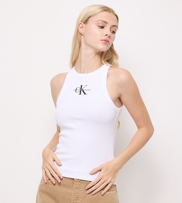 Monogram Detail Ribbed Tank Top