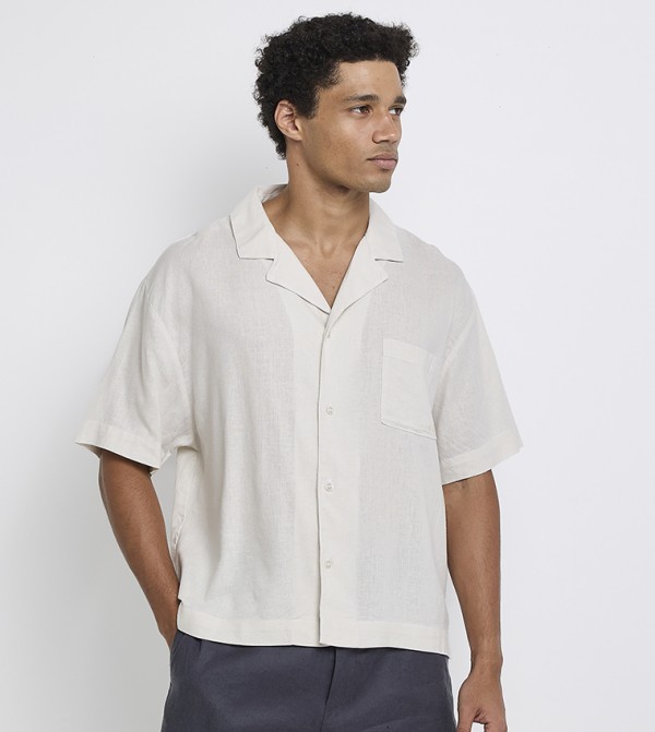 Pocket Detail Revere Collar Shirt