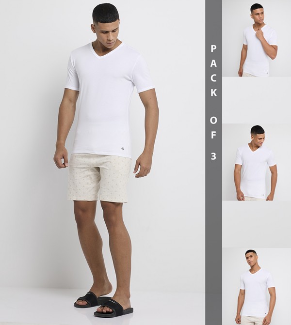 3-Pack Solid Short Sleeves Vests