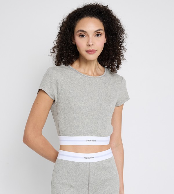 Logo Detail Short Sleeves Crop Top