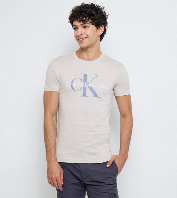 Monogram Print Crew Neck T-Shirt