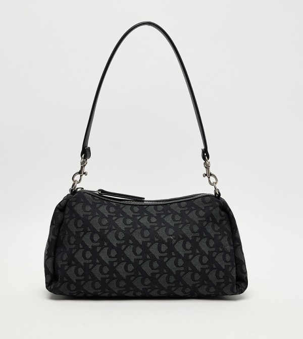Monogram Printed Zippered Shoulder Bag