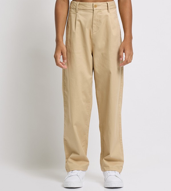 Mid Rise Pleated Chino Pants