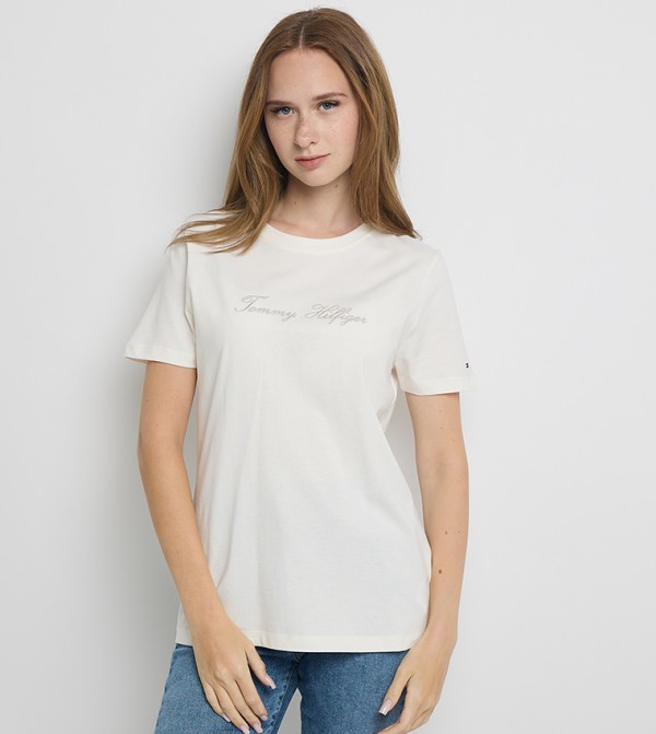 Logo Embroidered Crew Neck T-Shirt
