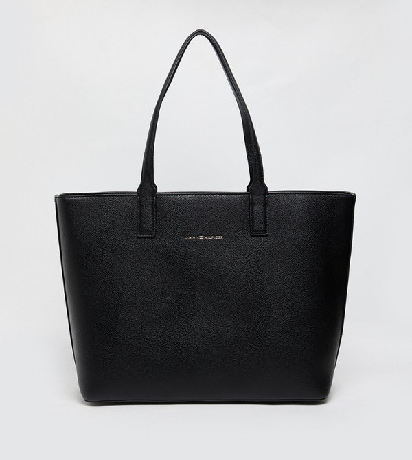 Logo Detail Zippered Tote Bag