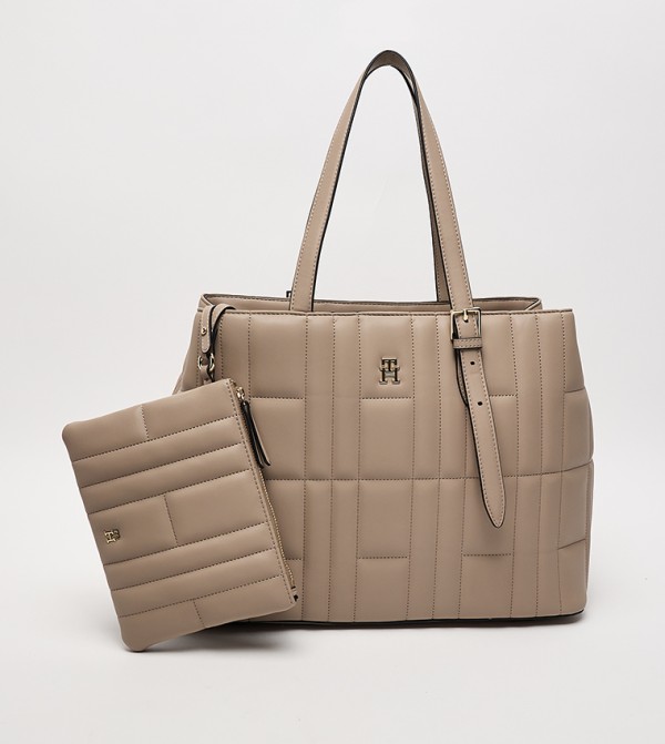 Quilted Shoulder Bag with Pouch