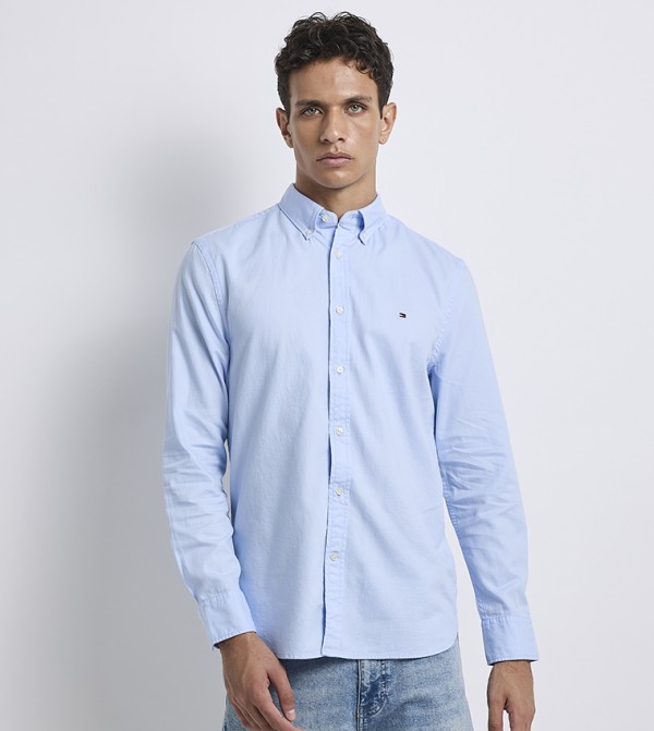 Logo Detail Long Sleeves Dobby Shirt