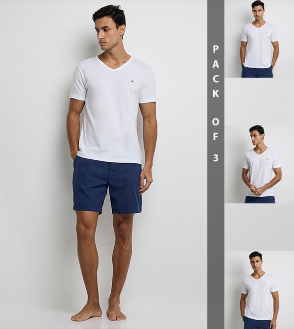 3-Pack Flag Embroidered V-Neck T-Shirts
