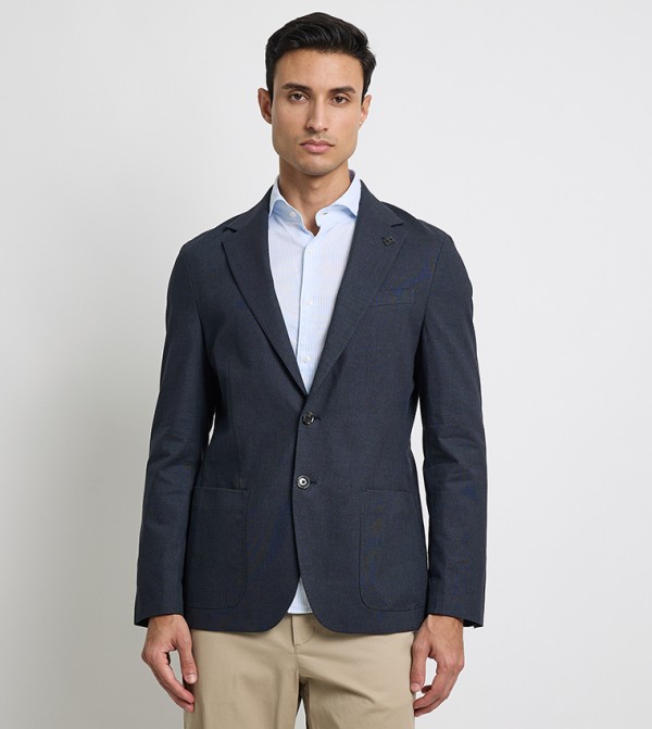 Textured Lapel Collar Blazer