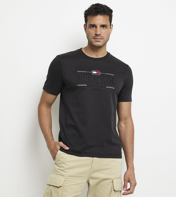 Logo Embroidered Crew Neck T-Shirt