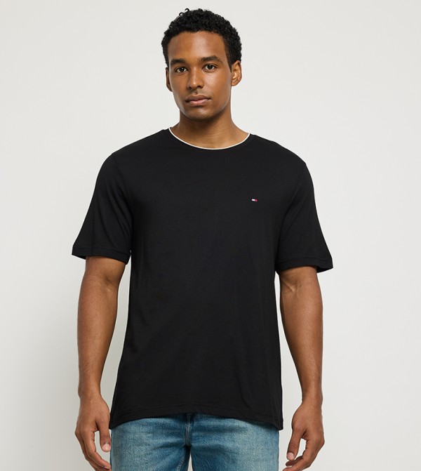 Flag Detail Crew Neck T-Shirt