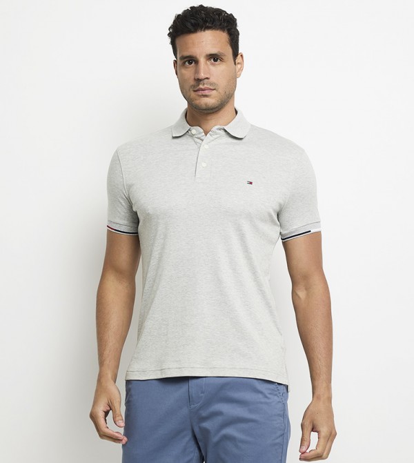 Contrast Tipped Short Sleeves Polo T-Shirt