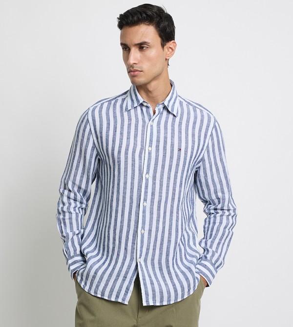 Striped Long Sleeves Linen Shirt