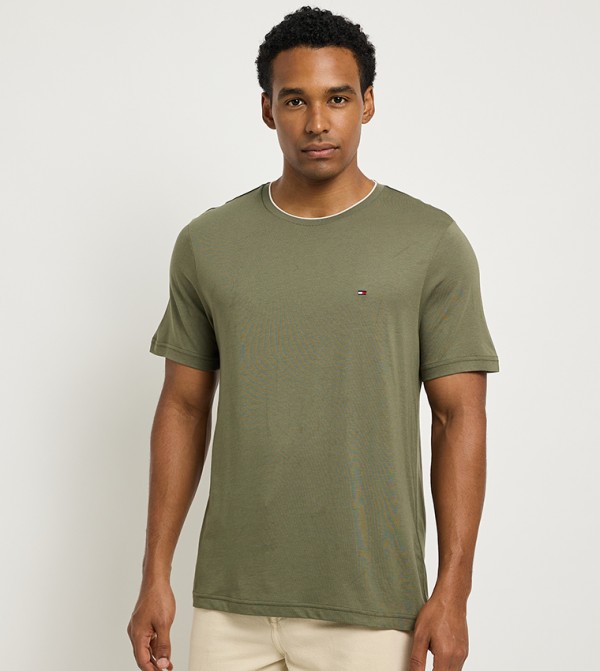 Flag Detail Crew Neck T-Shirt