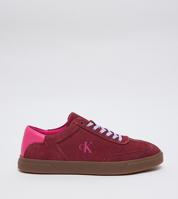 Buy Calvin Klein Monogram Detail Low Top Sneakers In Maroon