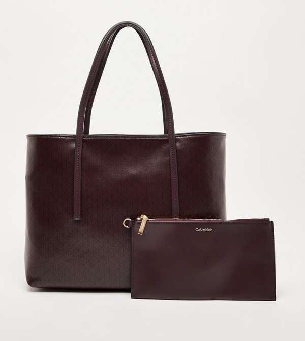 Monogram Patterned Tote Bag with Pouch
