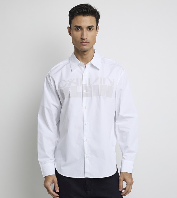 Logo Printed Poplin Relaxed Fit Shirt