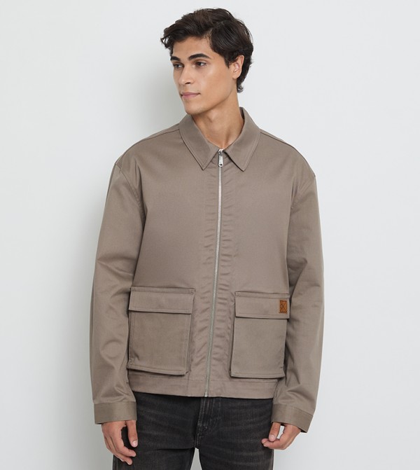 Zip-Through Cotton Utility Jacket