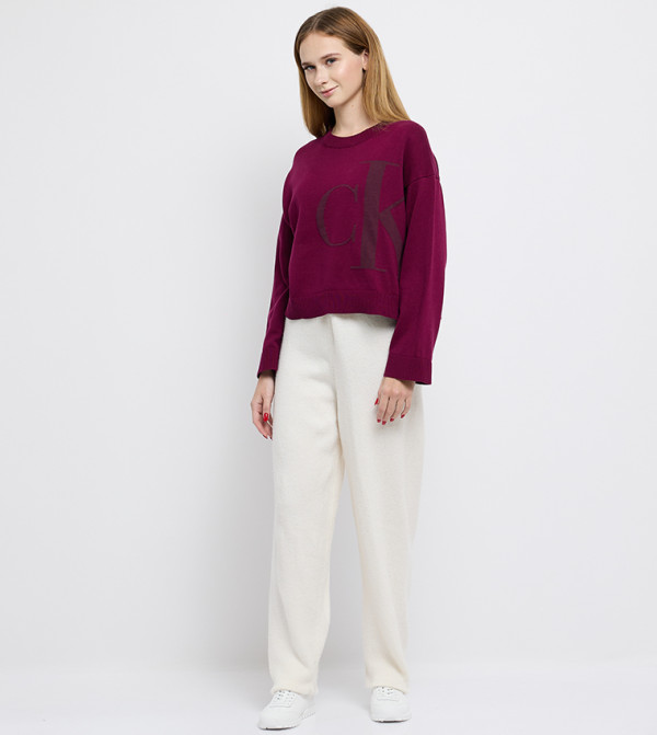 Solid Elastic Waist Plush Joggers