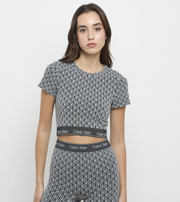 Patterned Short Sleeves Crop Top