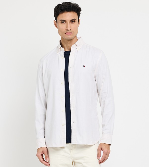 Flag Detail Button-Down Collar Shirt