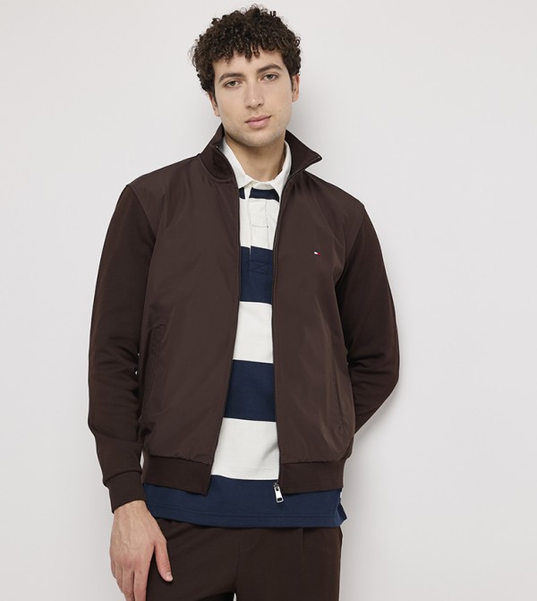 Flag Embroidered Zip-Through Jacket