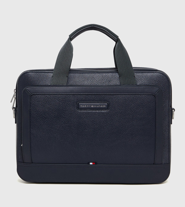 Logo Detail Zippered Laptop Bag