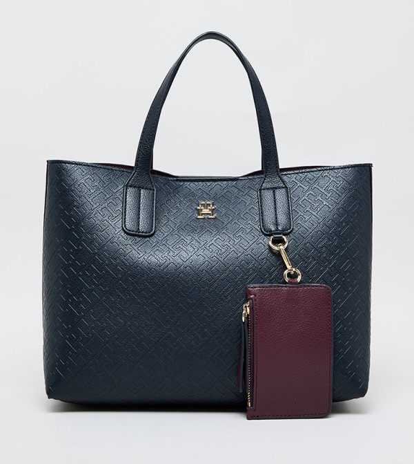 Monogram Patterned Tote Bag with Coin Pouch