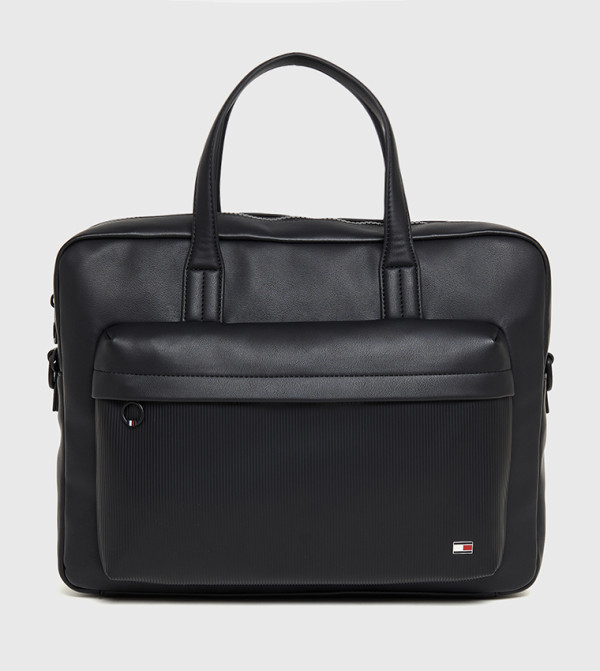 Flag Detail Zippered Laptop Bag