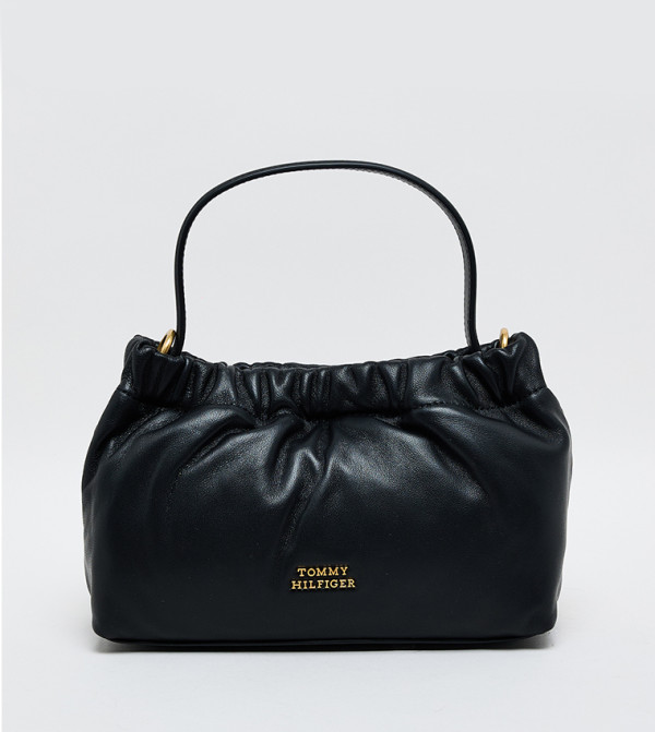Ruched Soft Leather Handheld Bag