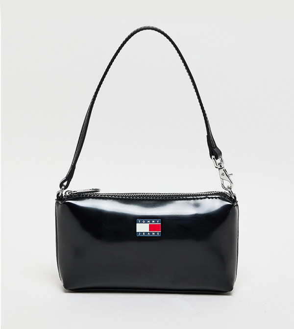 Flag Detail Glossy Shoulder Bag
