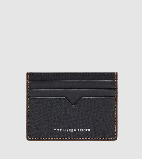 Logo Detail Textured Card Holder