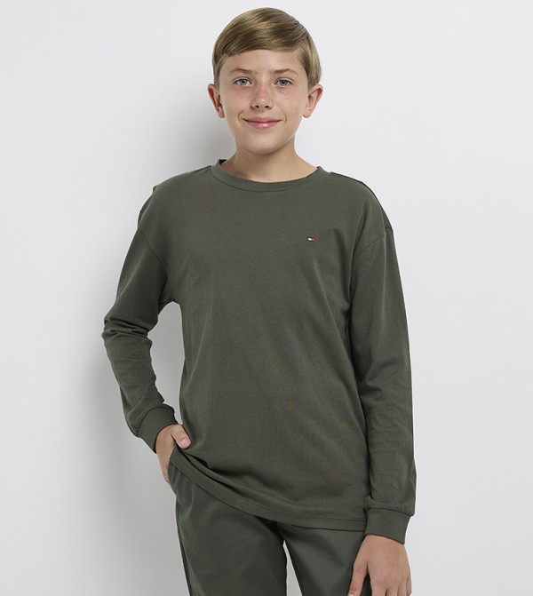 Flag Detail Long Sleeves T-Shirt