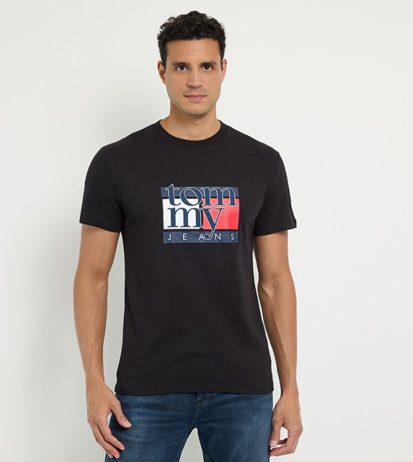 Logo Printed Short Sleeves Casual T-Shirt