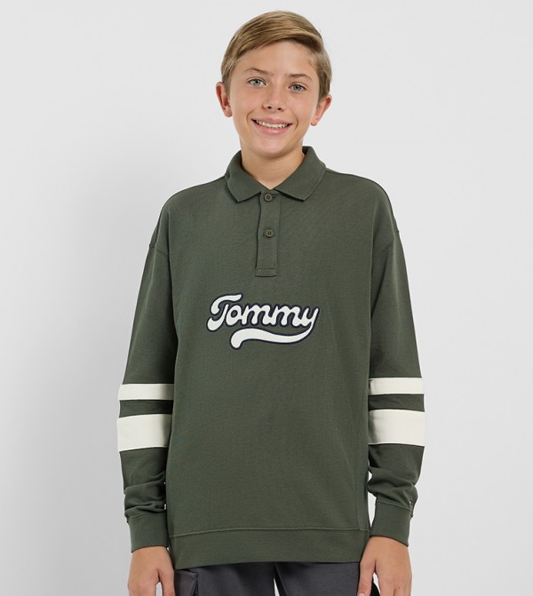 Logo Appliqued Collared Sweatshirt