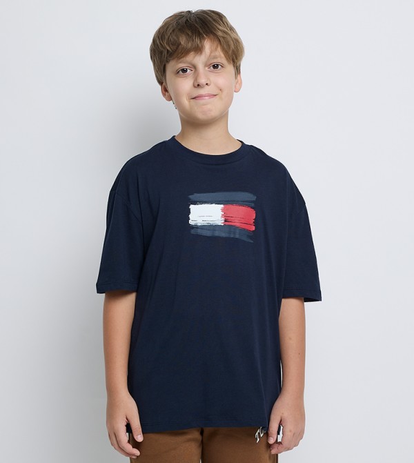 Logo Printed Short Sleeves Casual T-Shirt