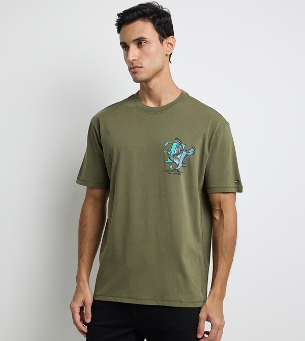 NOVELTY Logo Printed Crew Neck T-Shirt